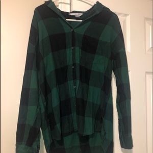 Black/ green plaid women flannel